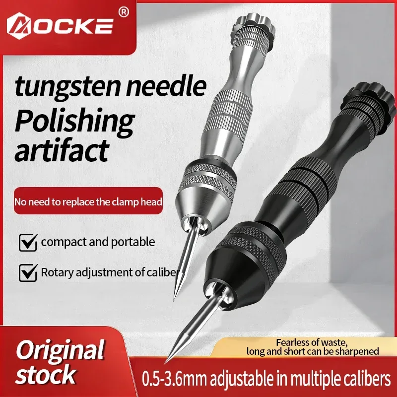 AOCKE Wolfram-Nadelhalter Wolframelektroden-Schärfer Argon-Lichtbogenschweißen Wolframnadel-Schleifklemme Max. 0,5-3,6MM