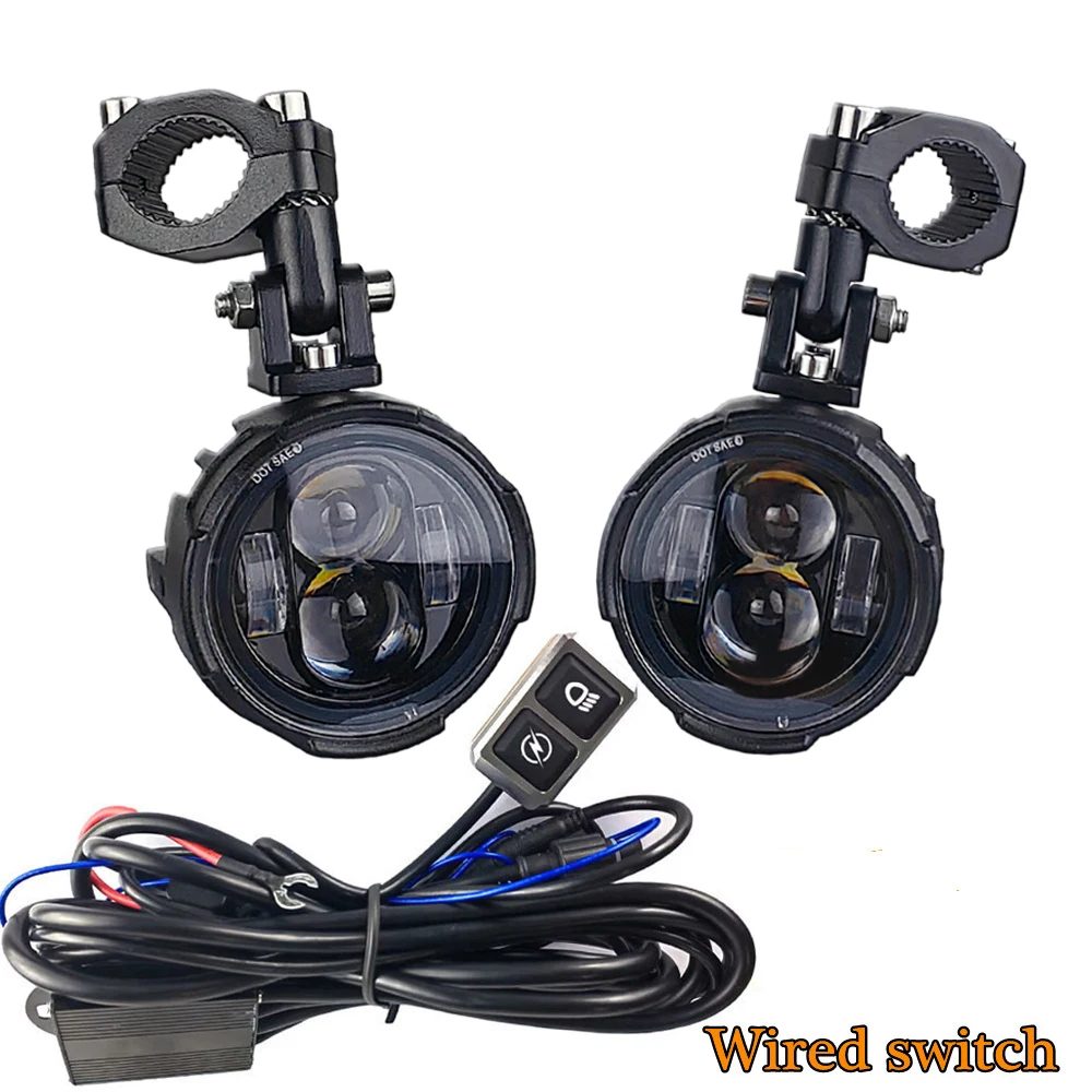 Paar 100W Motorrad Scheinwerfer Nebel Lichter Led Hilfs Fahr Licht Scheinwerfer Scheinwerfer Dual Farbe Flasher Farol Moto Nebel Lampe.