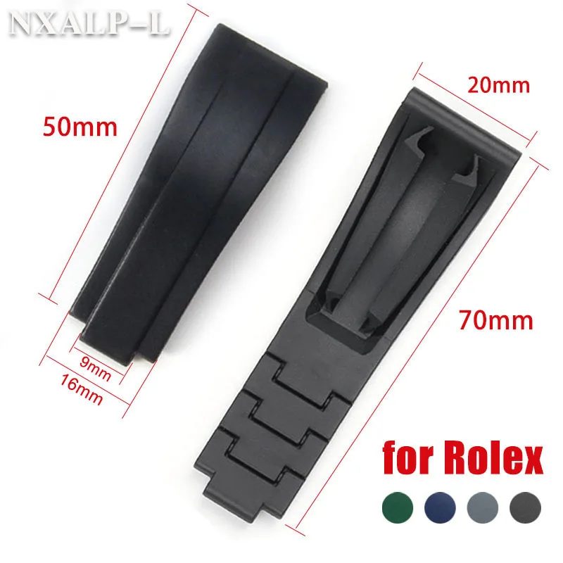 20 mm Gummi-Silikon-Uhrenarmband für Rolex DAYTONA SUBMARINER GMT Yacht-Master-Armband für Herren, Sport-Taucharmband, verstellbare Größe