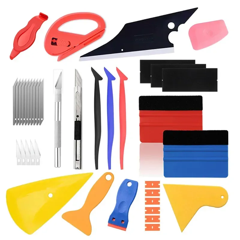 Auto Film Wrapping Tool Kit Fenster Tönung Werkzeuge Vinyl Wrap Filz Rakel Wrap Stick Vinyl Cutter Utility Messer Kunststoff Schaber