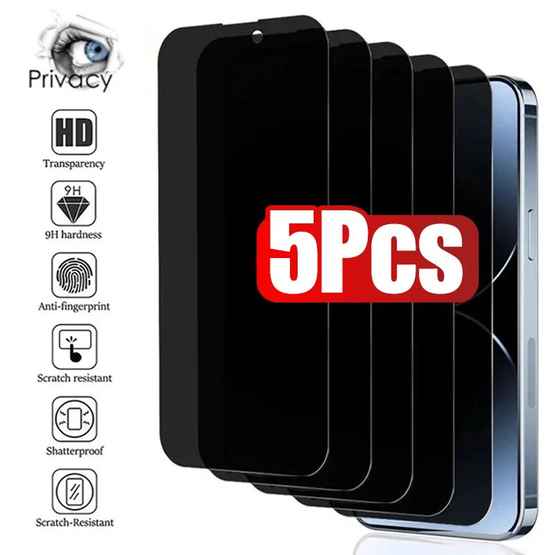5er-Pack Vollflächiger Anti-Spy Displayschutz für iPhone 17 16 12 13 14 15 PRO MAX 14 Plus Gehärtetes Glas Sichtschutz 15 Plus 16 Pro Max