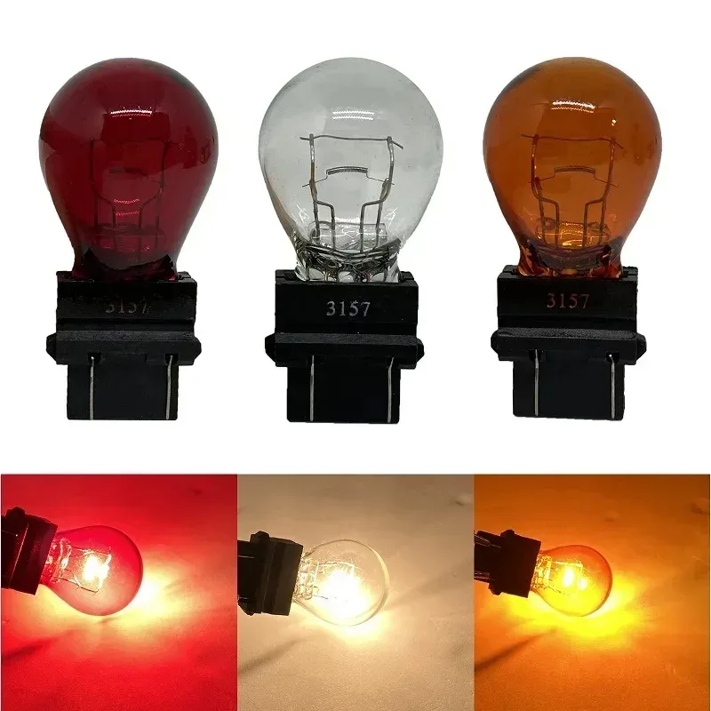 2 stücke T25 3157 3156 P27W Auto Blinker Glühbirne 12 V 27 W Halogen Lampe Bernstein Weiß rot Hohe Qualität