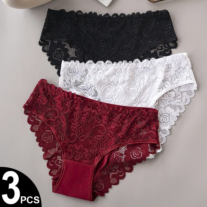 3 Teile/satz Luxus Floral Stickerei Spitze Höschen Frauen Slip Sexy Hohl Dessous Weibliche Unterwäsche Damen Atmungsaktive Unterhose