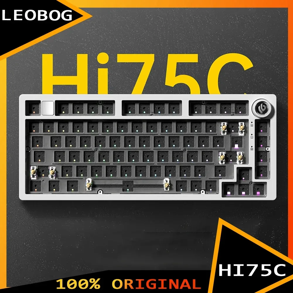 LEOBOG Hi75C Mechanische Tastatur 3 Modus/Kabelgebundenes Kit Hot Swap mit Knopf RGB Aluminiumlegierung Dichtung Hi75C Tastatur Kit PC Individuelles Geschenk