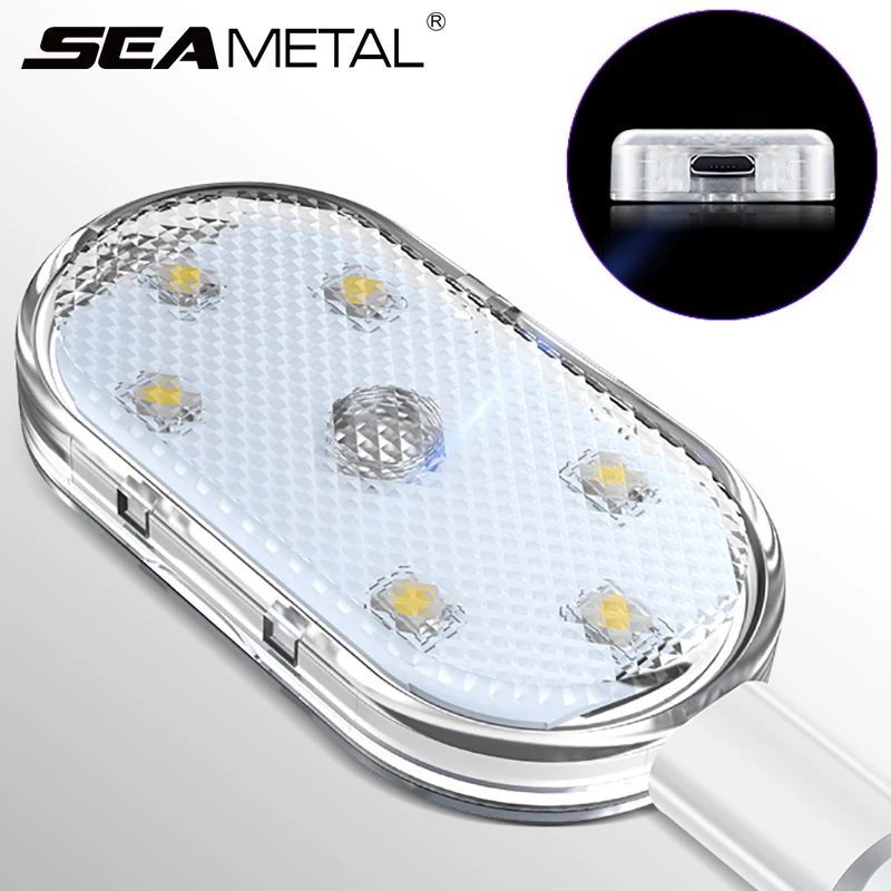 SEAMETAL 5 V Auto-LED-Beleuchtung, Finger-Touch-Sensor, Leselampe, LED-Attraktionslichter, USB-Aufladung, 6 Glühbirnen für Auto-Innenbeleuchtung