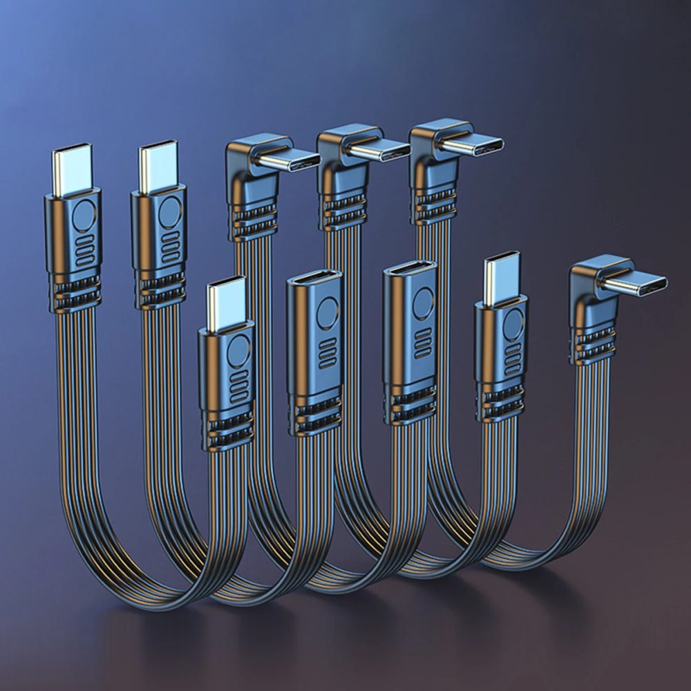 90-Grad-USB-C-Verlängerungskabel, Stecker auf Buchse, Typ C auf Typ C, 480 Mbit/s, 45 W, Schnelllade-Extender-Datenkabel für Samsung Xiaomi