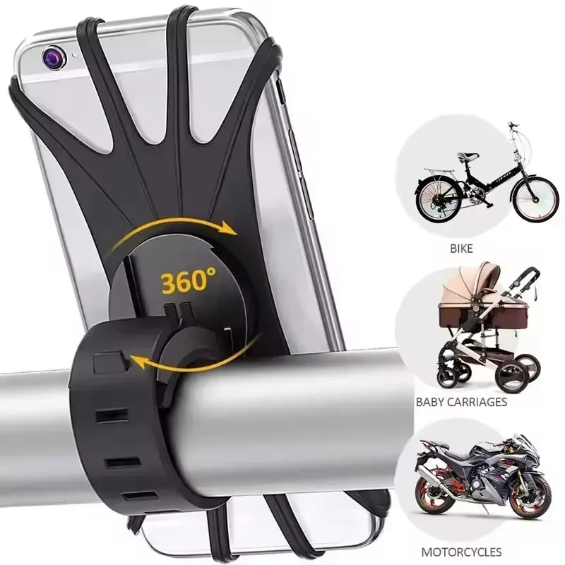 Silikon-Fahrrad-Handyhalterung, universeller Fahrrad- und Motorrad-Handyhalter, Lenker-Clip-Halterung für 4 bis 6,5 Zoll große Handys