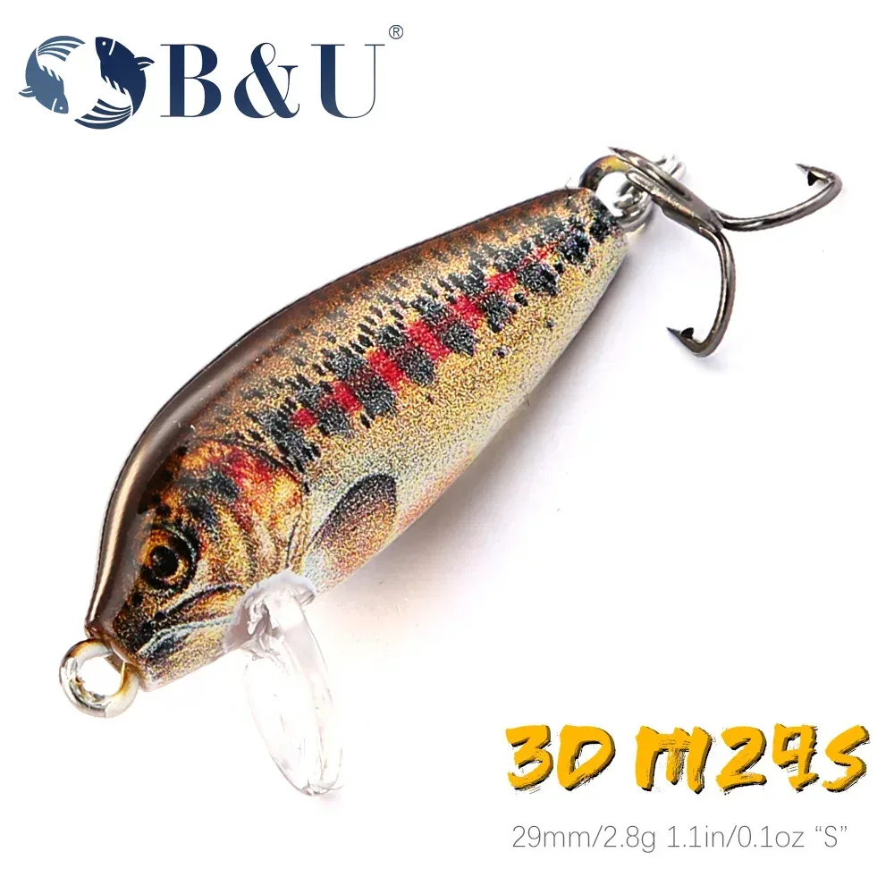 B&U 29mm Sinking Minnow Wobbling Angelköder Künstliche Köder für Barsch Barsch Hecht Forelle Harter Köder Jerkbait Angelgerät