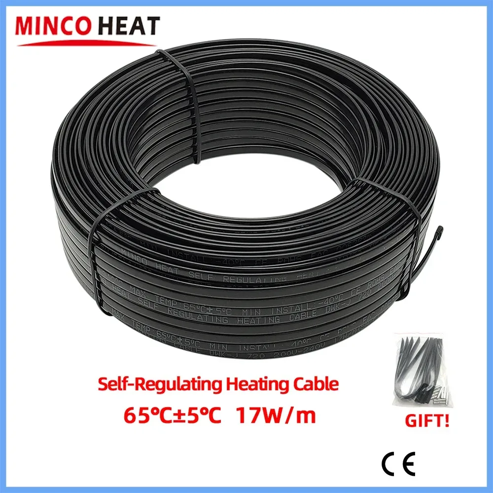 1 ~ 50 m AC200 ~ 240 V 17 watt/m Selbstregulierende Heizung Kabel Schnee Schmelzen Abfluss Wasser Rohr frostschutz Wärme Trace System