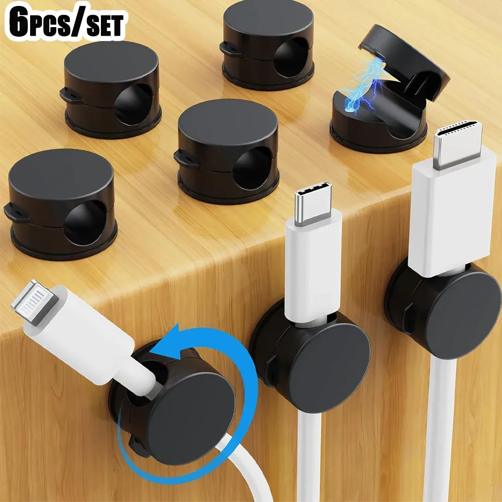 6 Stück Magnetische Kabelclips Glatter Verstellbarer Kabelhalter Kabelorganisator Halterung Unter Schreibtisch Kabelmanagement