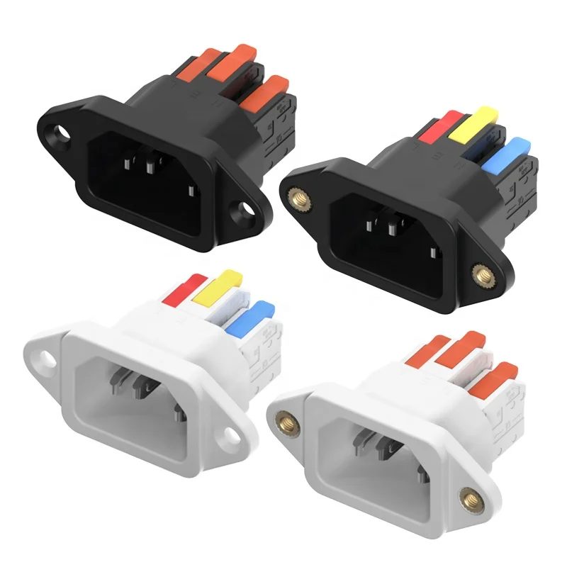 1/5/25 Stück IEC C14 3-Pin-Buchse Schnellanschluss-Ladebuchse 3-adrig Männliche Steckbuchse 250V 10A Einfache Installation und Verbindung