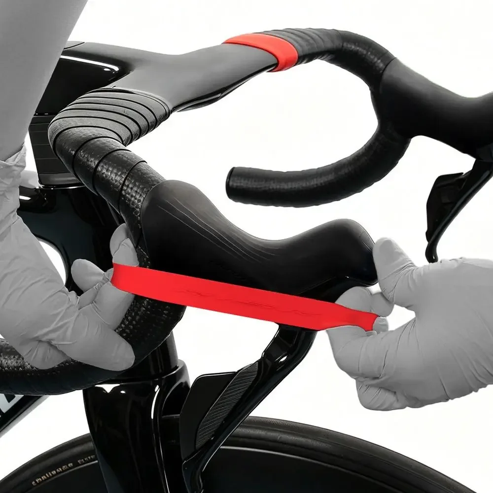 2 Stück Hochelastische Fahrradlenker-Fixierringe Einfache Befestigung Silikonmaterial Lenkerband-Endfixierung Schwarz Rot
