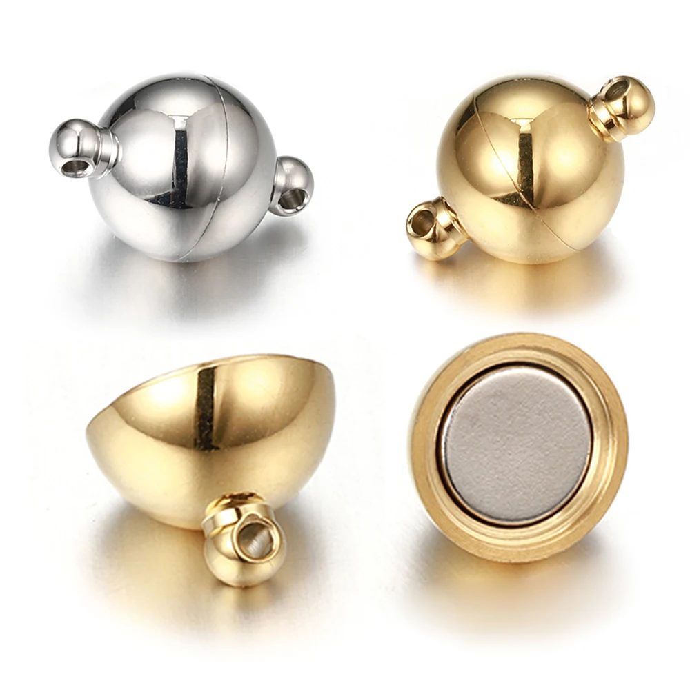 5 Sets magnetischer Edelstahl-Kugelform-Verschlussverbinder für Armband, Halskette, Schmuckherstellung, DIY, goldfarbener Endkonverter