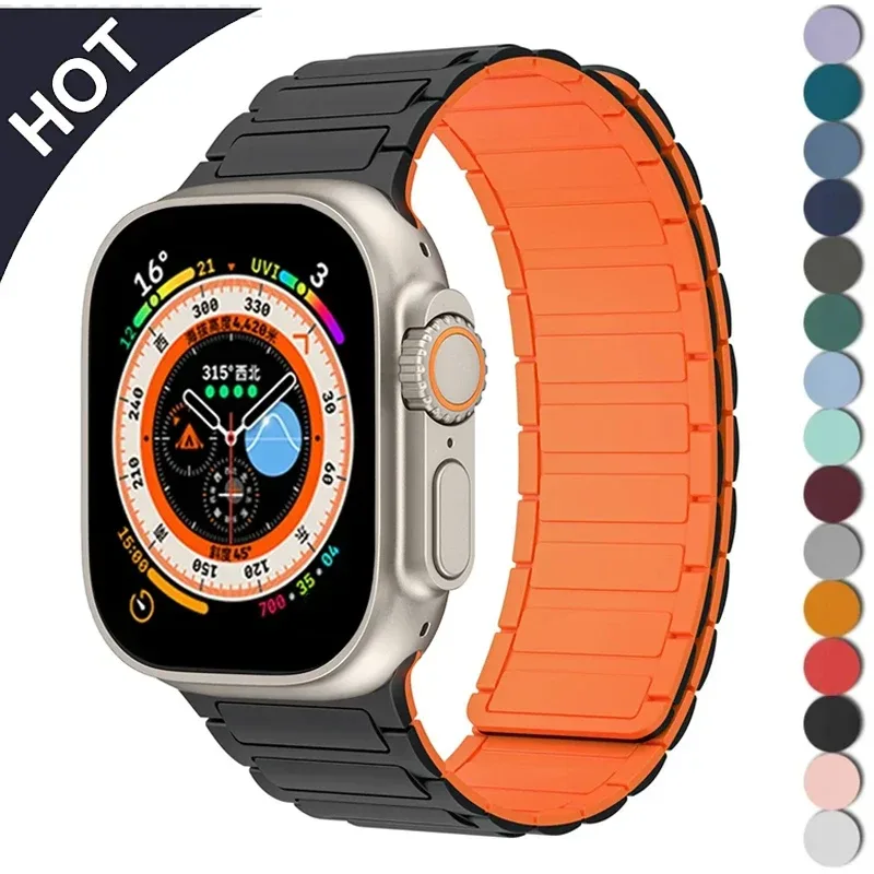 Magnetisches Silikonarmband für Apple Watch Band Ultra 2 49 mm 45 mm 41 mm Armband für Iwatch Serie 9 8 7 6 SE 5 4 38 42 mm 44 mm 40 mm