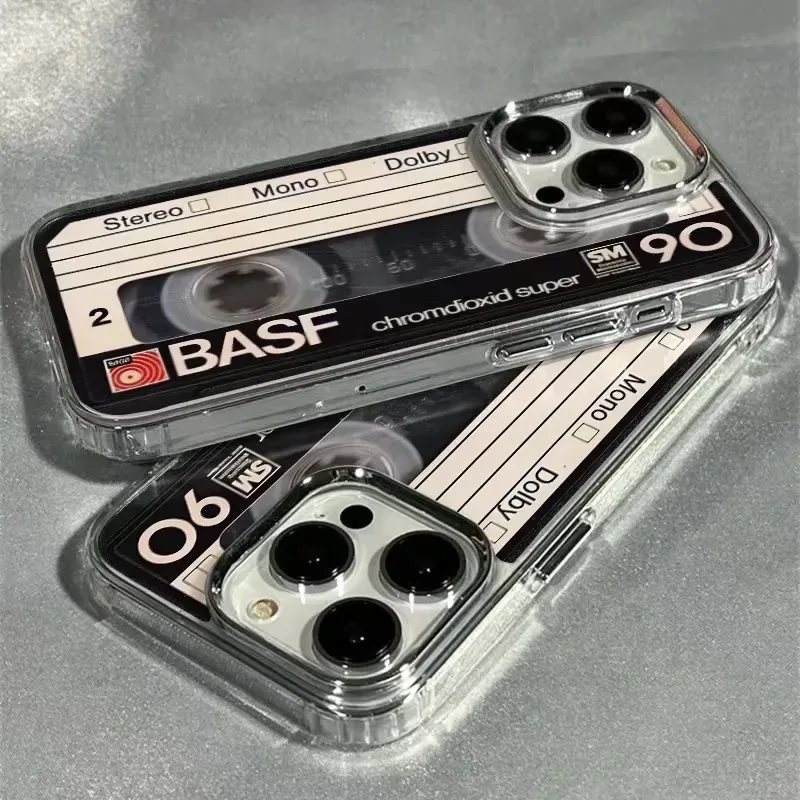 Vintage Kassetten-Fotorahmen Weiche Handyhülle für iPhone 18 17 16 15 14 13 12 11 Pro Max X XS XR 7 8Plus 16E Stoßfeste Hülle