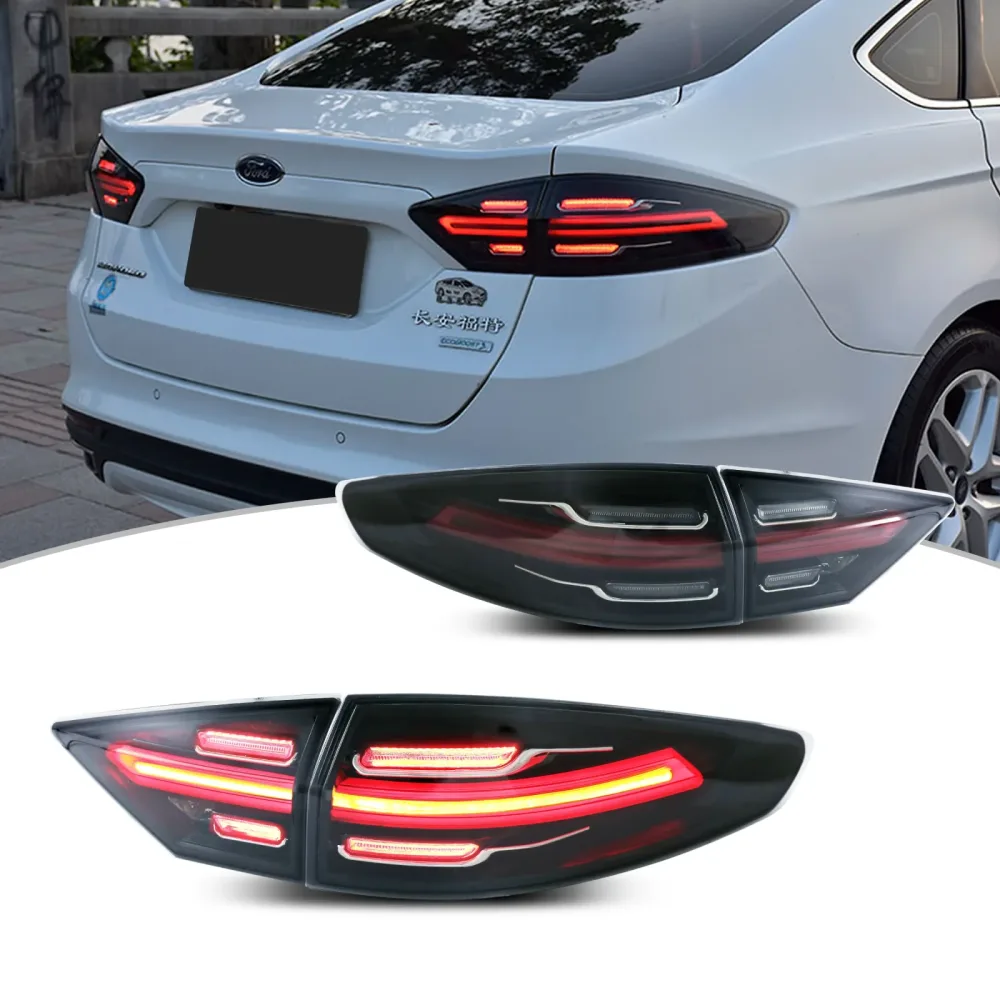 LED-Rückleuchten für Ford Mondeo 2013-2020 Fusion mit Dynamischer Start-Animation und Sequenziellem Blinker Schwarze Heckleuchten-Einheit