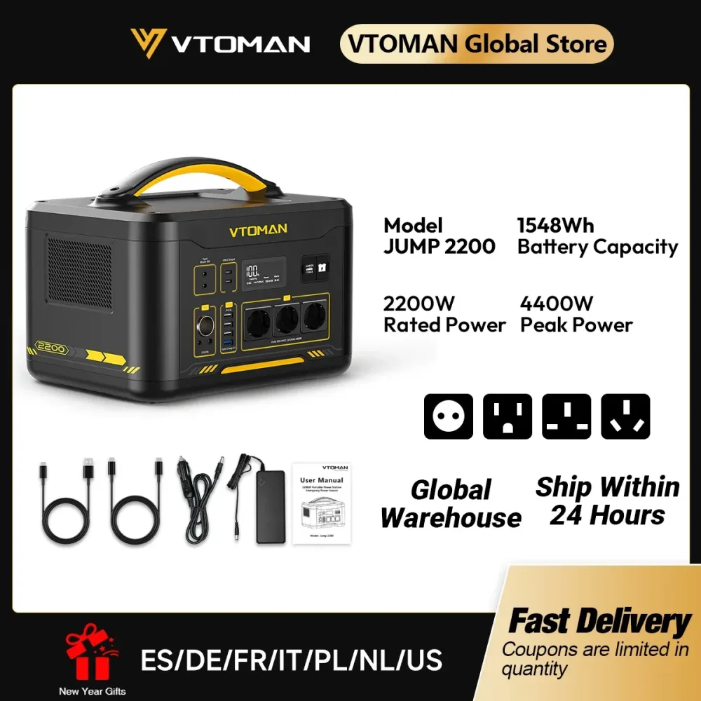 VTOMAN JUMP 2200/JUMP 1800 Tragbares Kraftwerk 828/1548 Wh LiFeP04 Batterie Solargenerator Solar für Zuhause Outdoor Camping