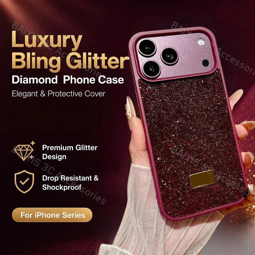 Für iPhone 18 Pro Max 17 16 15 14 13 12 Plus Handyhülle Luxuriöse Elegante Glitzernde Diamant-Schutzhülle