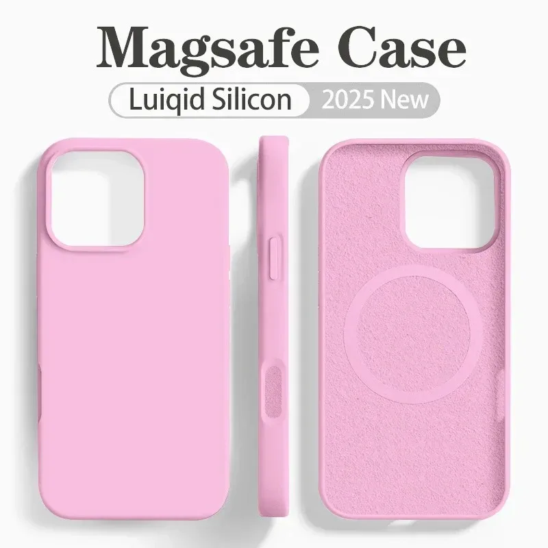 Original MagSafe Flüssigsilikon-Handyhülle für iPhone 17 16 14 15 Plus 18 Pro Max Hülle Kabelloses Laden Magnetische Weiche Abdeckung iphone 18 17 pro hülle