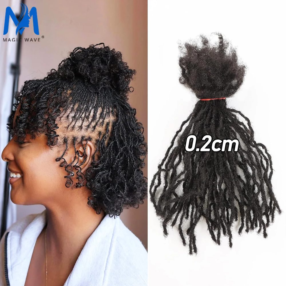 0,1cm-0,2cm Breite Sister Locs Extensions Echthaar Lockige Spitzen Permanente Micro Locs Extensions Natürlich Aussehende Weiche Dreadlocks