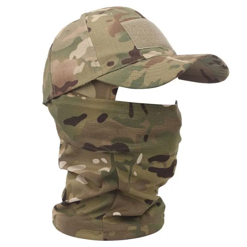 Tarnfarben Taktische Baseballkappe Outdoor Angeln Wandern Jagd Sportmütze Sonnenschutz Atmungsaktive Camouflage Sturmhaube Halbe Skimaske