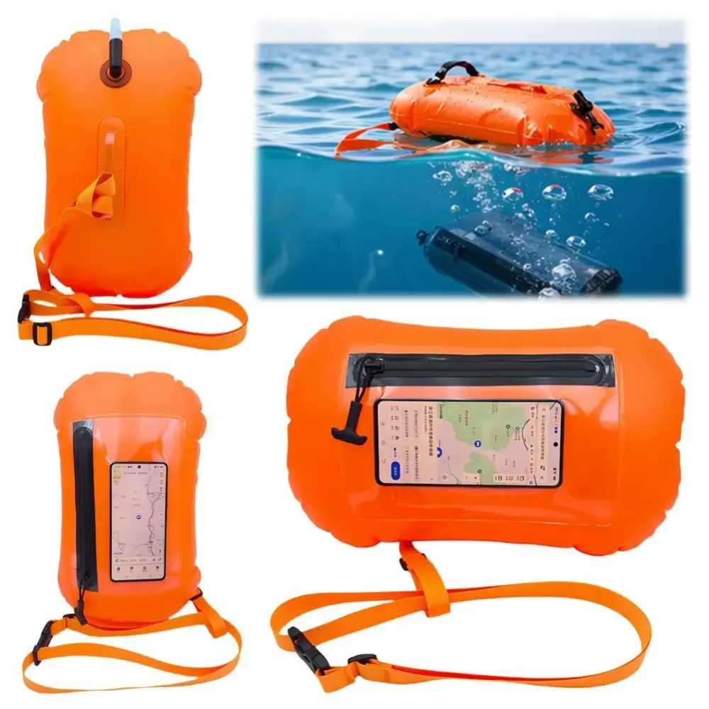 Schwimmboje Wasserdichter Trockensack mit Touchscreen-Handyfach, Schwimmsicherheitsflöße für Freiwasserschwimmer und Triathleten, Schleppflöße