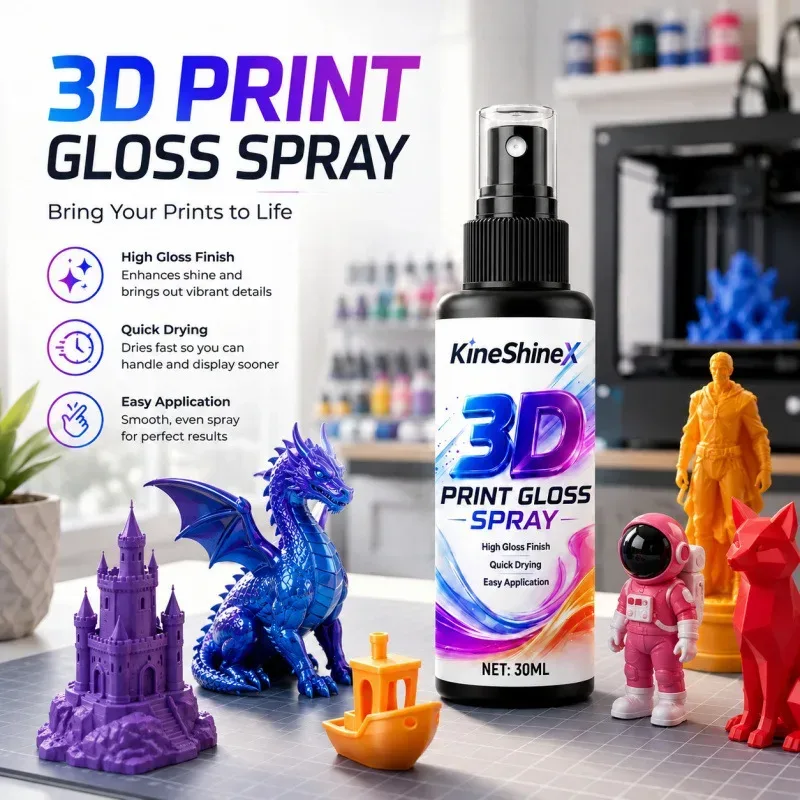 3D-Druck Glanzspray 50ml/100ml ? Glanzverstärker für PLA, ABS, Harz & PETG, stellt den Glanz wieder her, glatte Oberfläche, einfache Sprühanwendung