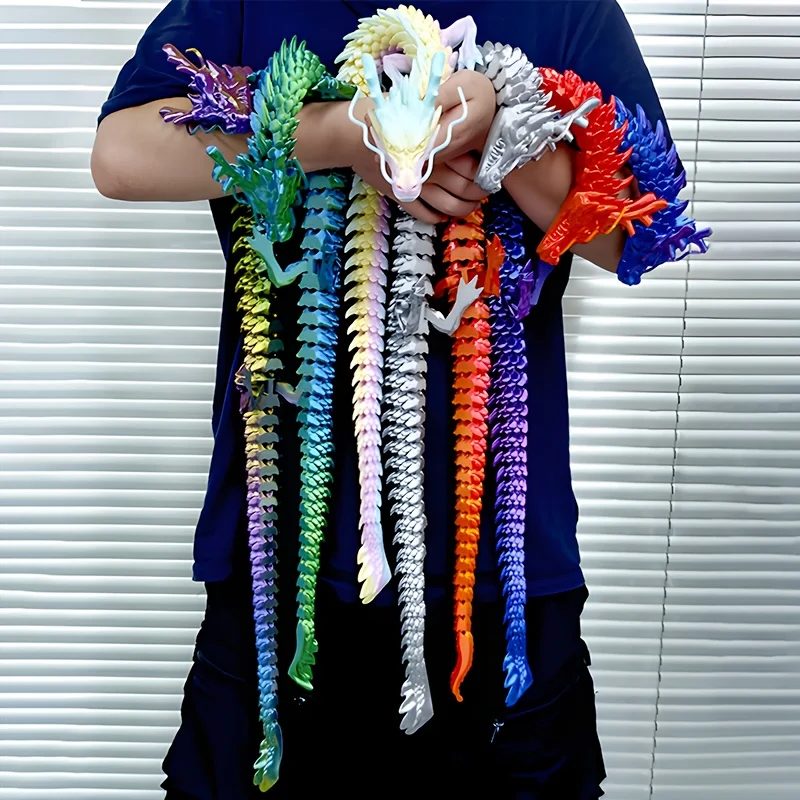 88 cm 3D-gedruckter Edelstein-Drachen-Kristall-Zappelspielzeug, drehbarer beweglicher Drache, Geschenk für Kinder mit ADHS, perfekt als Geburtstagsgeschenk