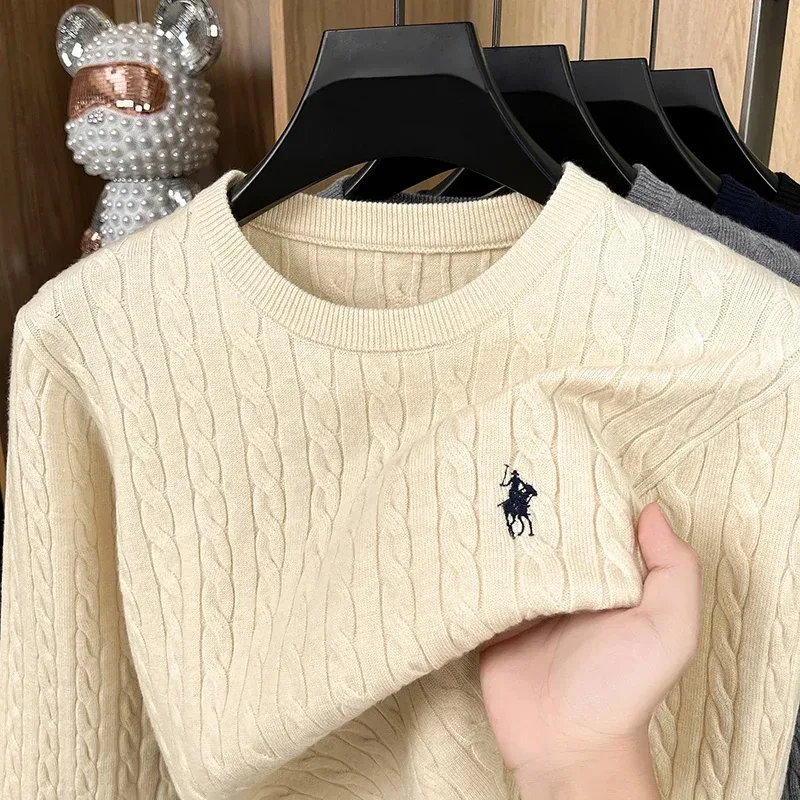 Luxus männer Marke Frühling Hohe Qualität Stricken Pullover Rundhals Jacquard Stickerei Lange Ärmel Pullover Freizeit Mode Männer der C
