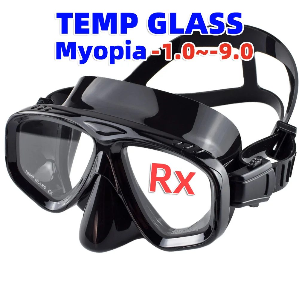 Scuba Optische Gehärtete Brille Tauchmaske Erwachsene Myopie Schwimmen Googles Kurzsichtige Gläser Kurzsichtigter Silikonrock
