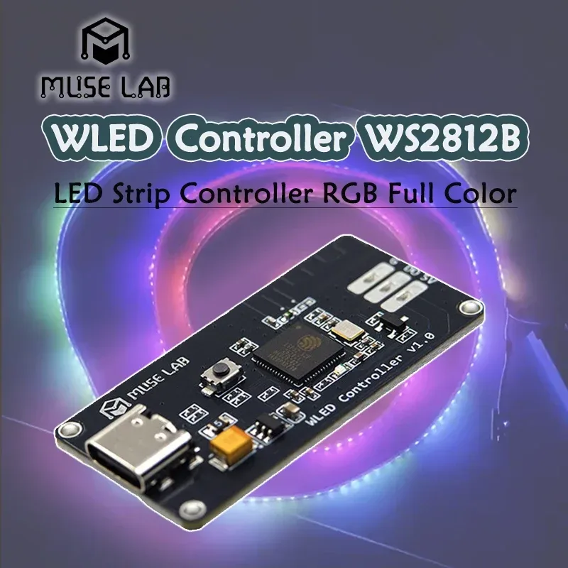 MuseLab WLED Controller WS2812B LED-Streifen-Controller RGB Vollfarbig Open Source Kabel Optional