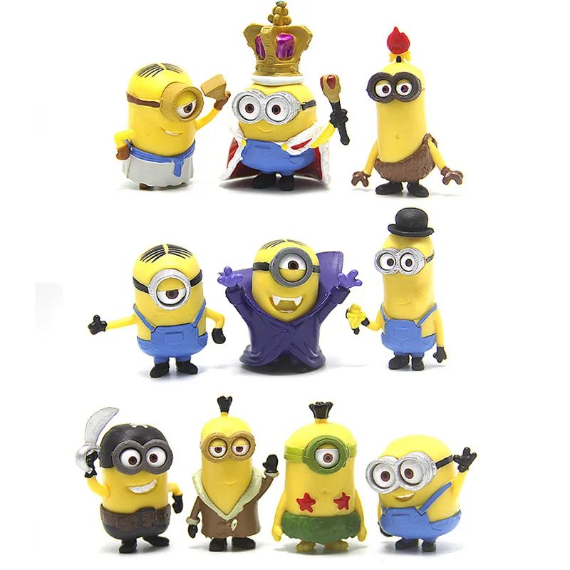 Neue 10-teilige Kawaii Minions Figuren Spielzeug 3D-Augen Despicable Minions Actionfiguren Klassisches Spielzeug Weihnachtsgeschenke für Kinder