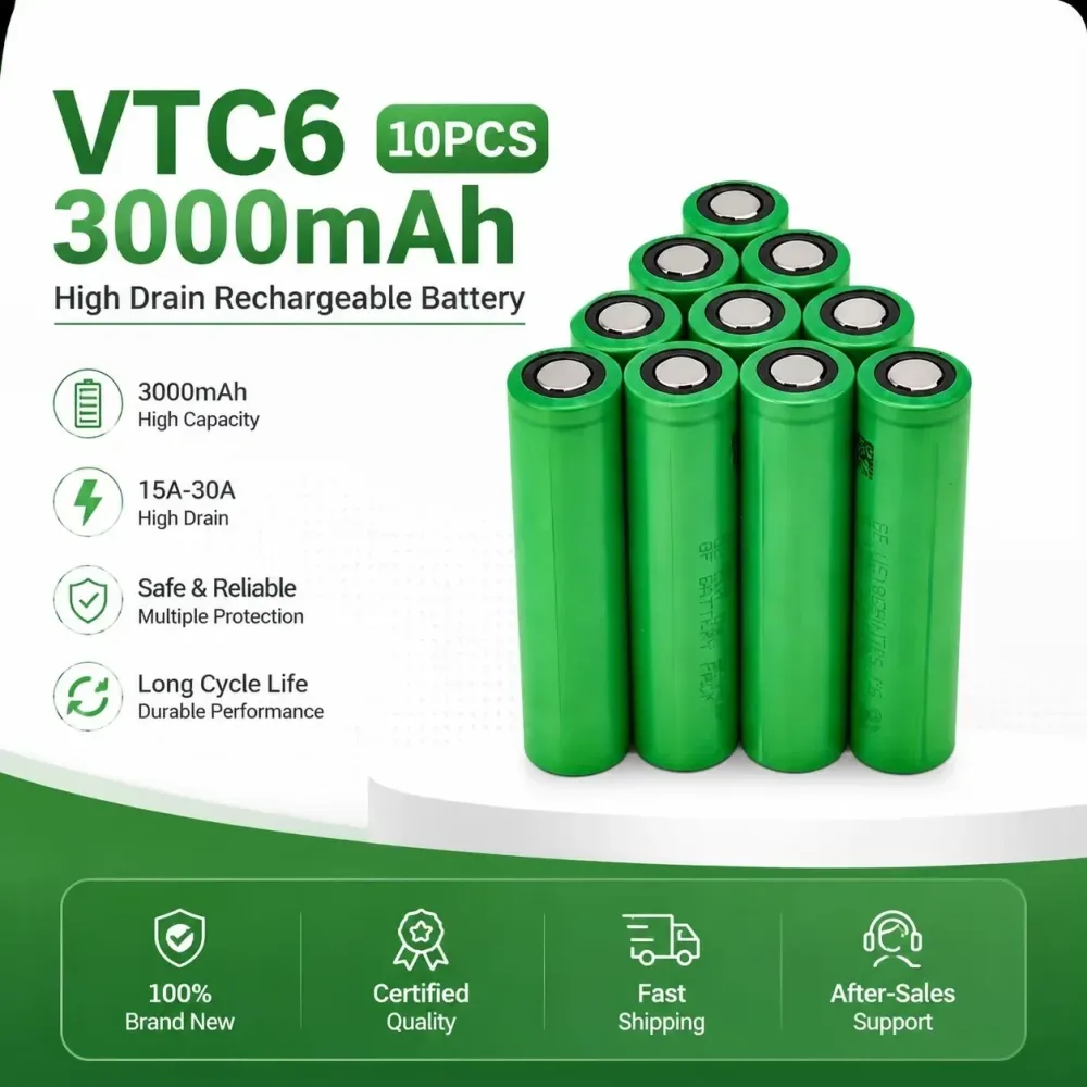 Original 18650 VTC6 Lithium-Ionen-Akku 3,7V 3000mAh 30A Entladung, geeignet zum Ersetzen von Akkus in Elektrowerkzeugen wie Schraubendrehern.