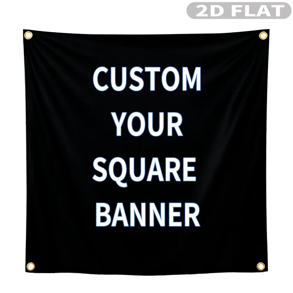 1 Stück individuelles, einseitiges, quadratisches Polyesterbanner mit 4 Ösen zum einfachen Aufhängen, perfekt für die Dekoration von Heimpartys