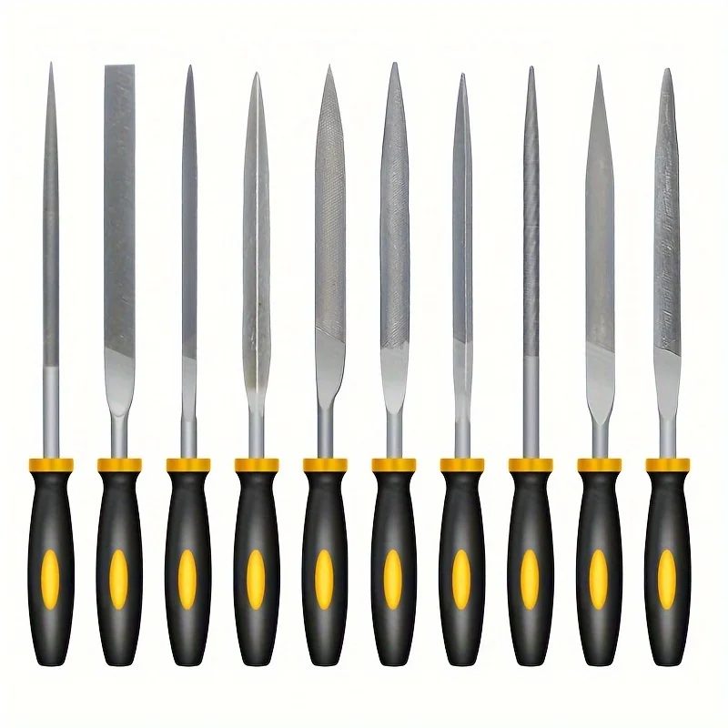 Hochkarbon-Stahl Präzisions-Nadelfeilen-Set - Premium-Kit mit Rutschfesten Ergonomischen Griffen, für Holz/Kunststoff/Modellbau