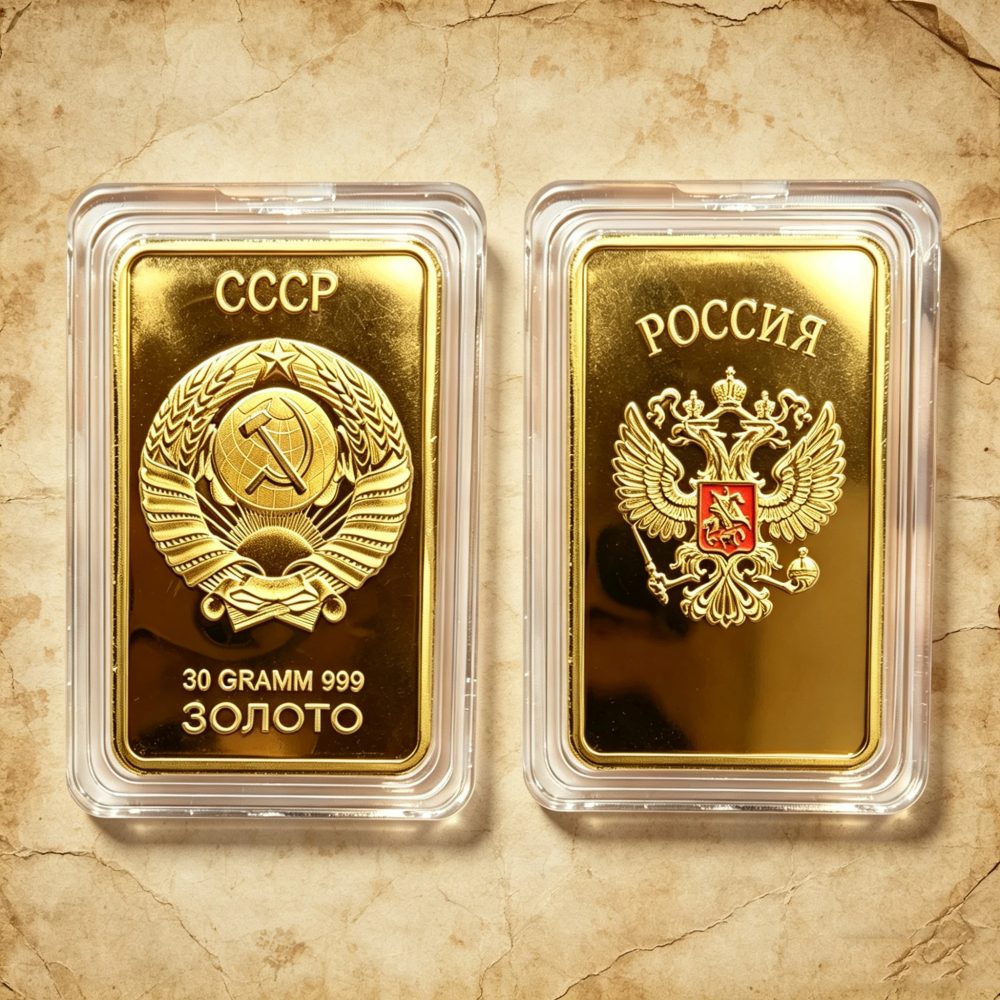 CCCP Russland 30g Vergoldeter Legierungsbarren Sowjetunion-Emblem Replik Sammlerstück Souvenir-Barren Geschenk