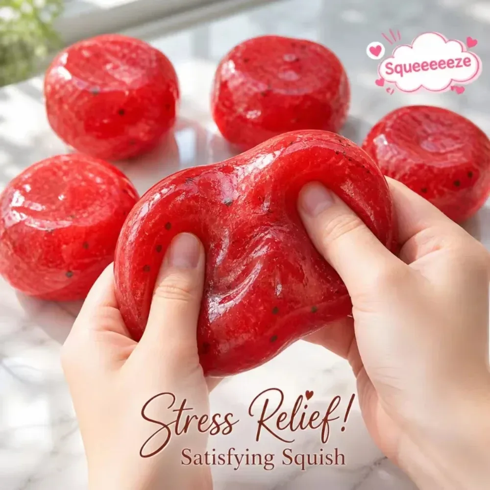 Handgemachtes Wassermelonen-Slushy-Squishy-Spielzeug, weiches, langsam rückfederndes Stressabbau-ADHS-Quetschspielzeug, realistisches Fruchtmodell, Geschenk für Erwachsene