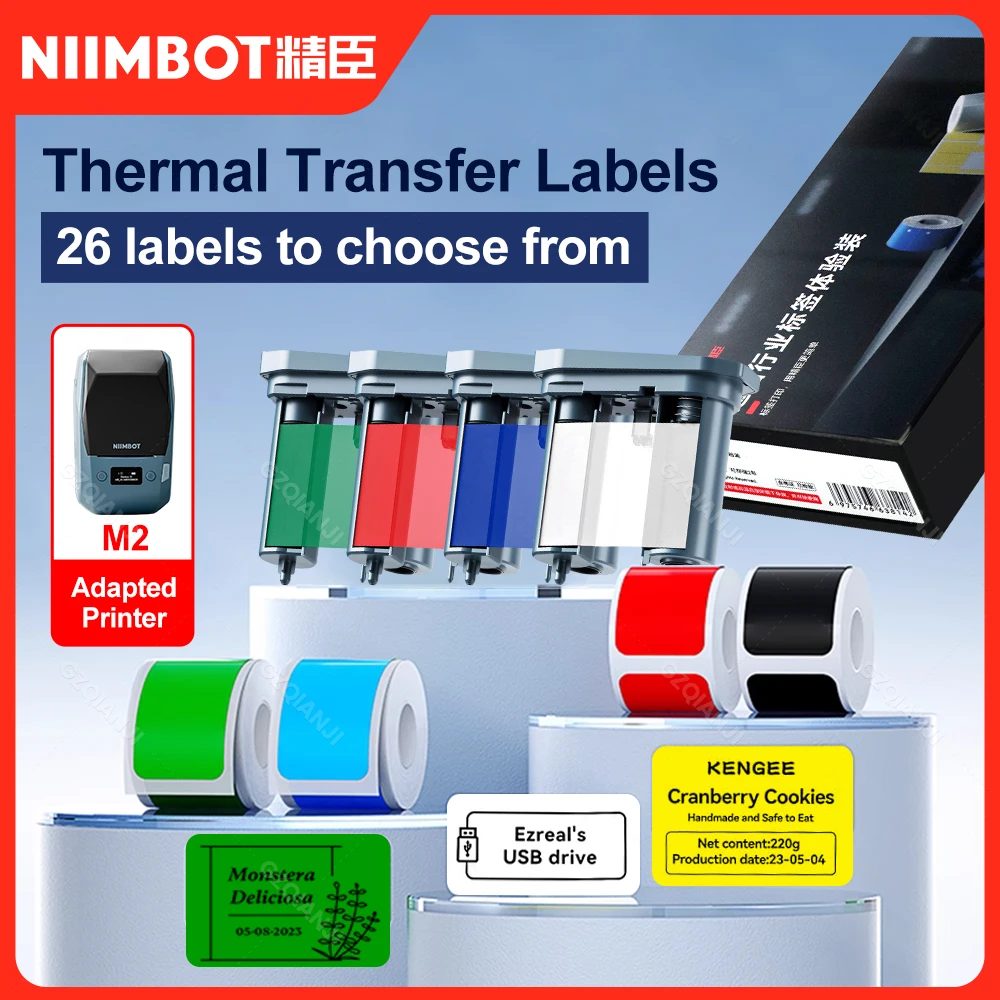 Thermotransferetiketten für Niimbot M2 Drucker, Thermotransferband, Heimbüro, 20?50 mm Breite, Etikettenpapieraufkleber
