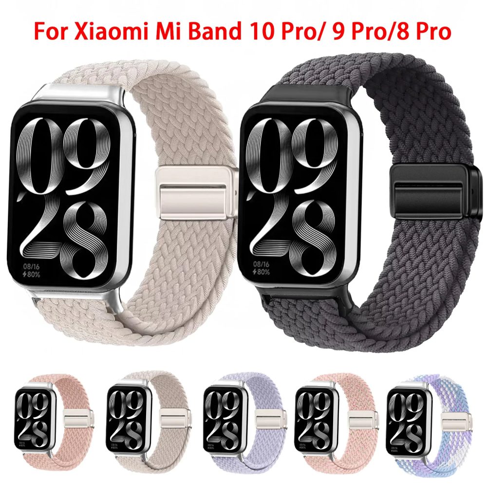 Nylonband für Xiaomi Mi Band 10 Pro 9 Pro 8 Pro Magnetarmband Armband Ersatzband für Mi Band 9 Pro 8 Pro