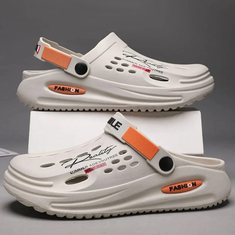 Herren-Hausschuhe aus EVA mit Löchern, Rutschfeste Pantoffeln, Dicke Weiche Plateausohle, Modische Bequeme Herrensandalen, Sommerschuhe