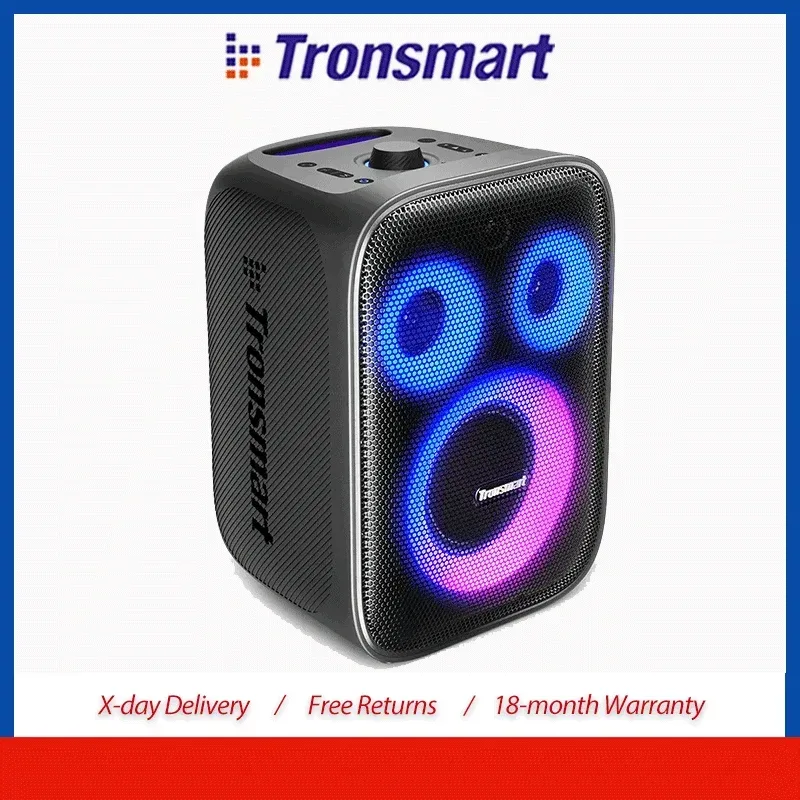 Tronsmart Halo 200 Bluetooth-Lautsprecher Leistungsstarker Party-Lautsprecher mit Tiefbass, 3-Wege-Soundsystem, Kabelgebundenes Mikrofon & Gitarreneingang, APP-Steuerung