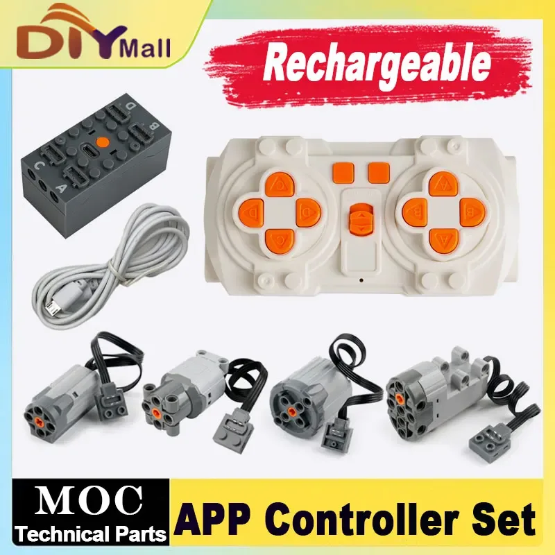 MOC Blue-tooth APP-Fernbedienungsset ? wiederaufladbare Batteriebox, Motorset, Geschwindigkeitsregler für PF-Baustein-Modifikationen