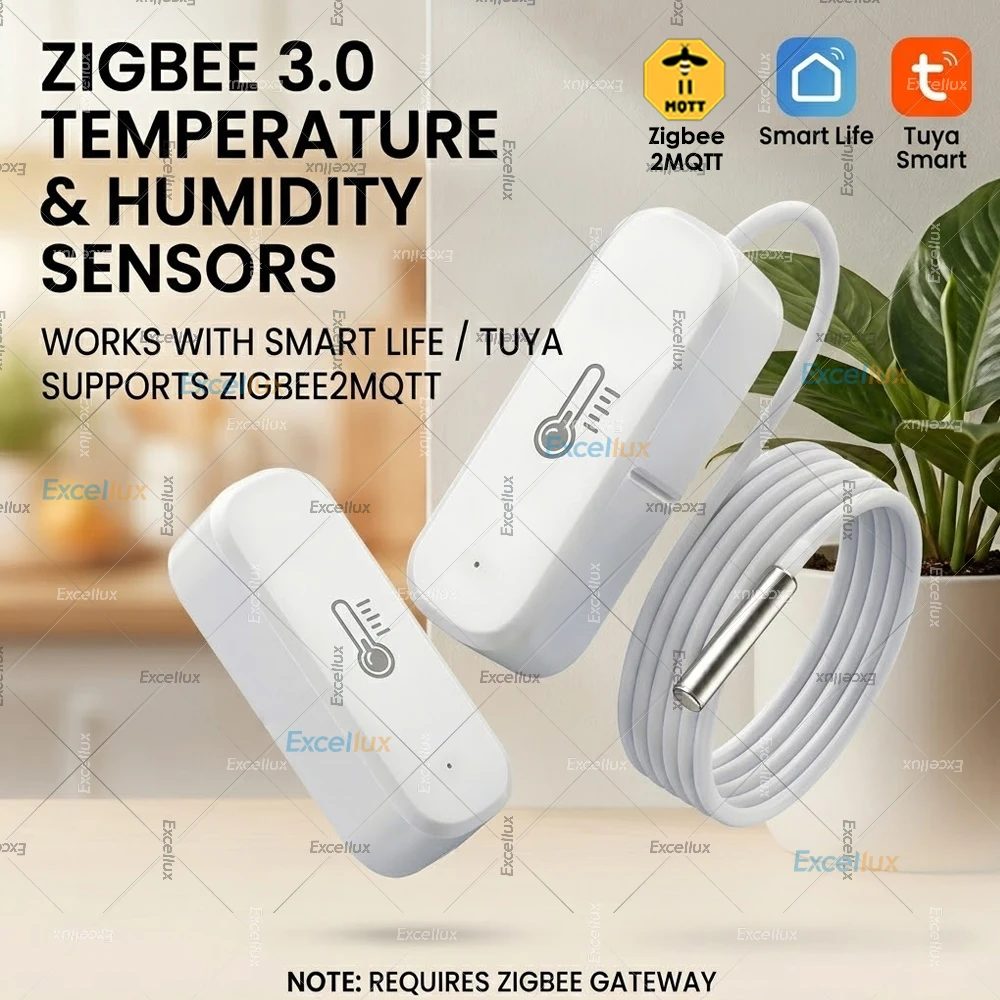 Tuya Zigbee Smart Thermometer Hygrometer 1m Wasserdichte Sonde Temperatursensor für Home Assistant Zigbee2MQTT Kühlschrank Pool Tuya
