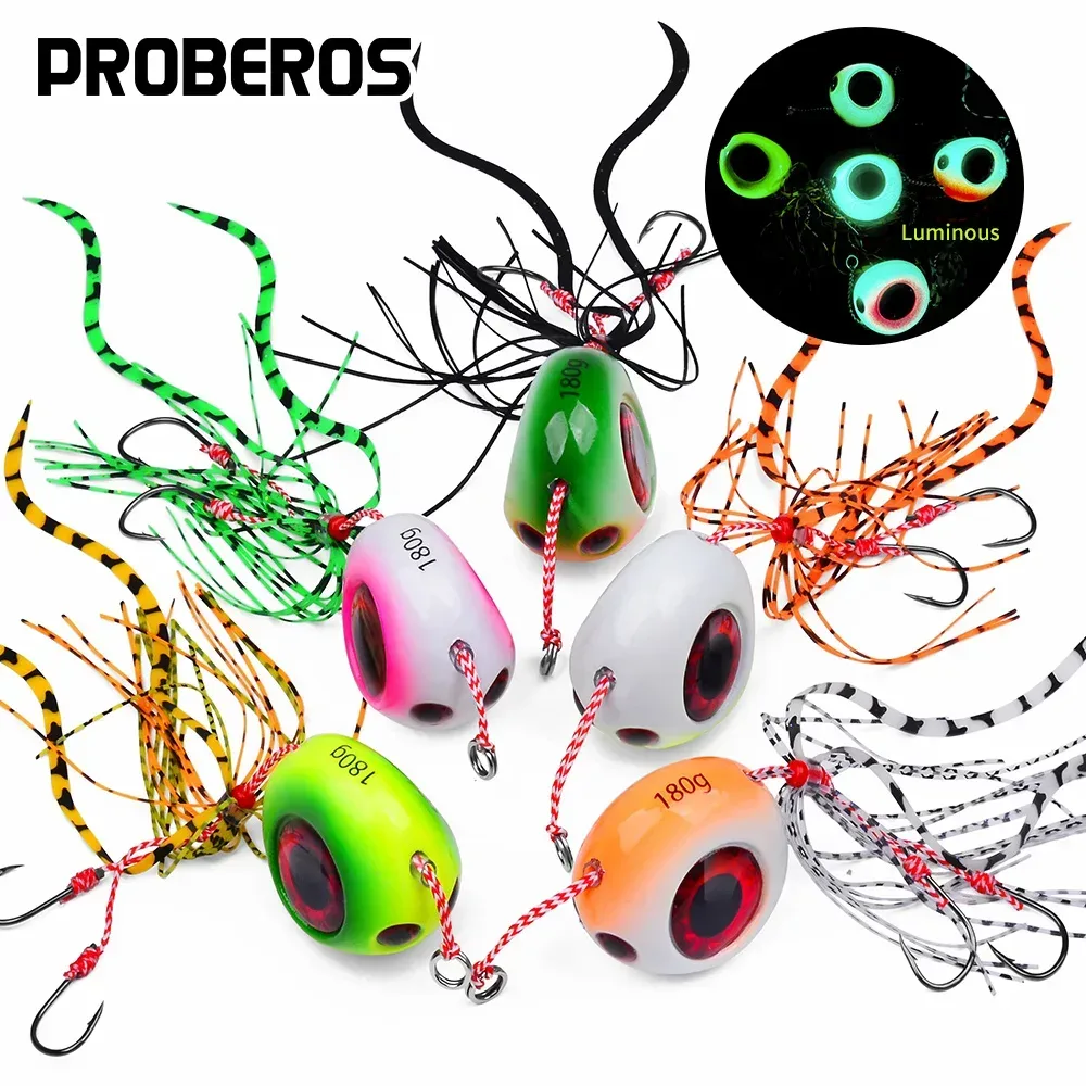 PROBEROS Meeresfischerei-Jigs, 40g-180g Leuchtende Metall-Jigs, Leuchtende Tiefsee-Offshore-Trolling-Rigs, Jig-Angelköder