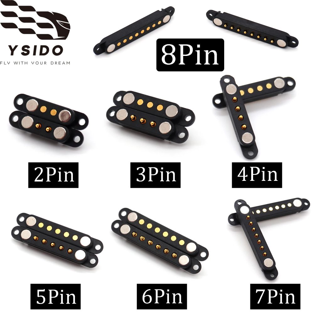 YSIDO 1/3/5 Paar DC Magnetischer Stecker-Buchse-Verbinder 2 3 4 5 6 7 8 Pin mit Ohren Magnetischer Pogo-Pin-Steckverbinder Stromanschluss Kontaktstreifen