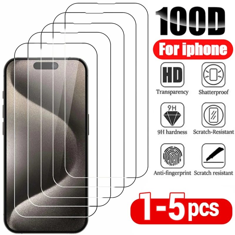 1-5Pcs Gehärtetem Glas Für IPhone 16 15 14 13 12 11 Pro Max Screen Protector Für IPhone 7 8 14 plus X XS XR Schutz Glas Film
