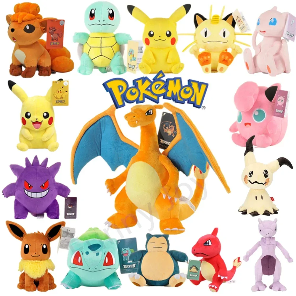POKEMON Original Plüschtier Gengar Pikachu Kawaii Charizard Echte Plüschpuppe Weiche Niedliche Cartoon Piplup Spielzeug für Kinder Geschenk