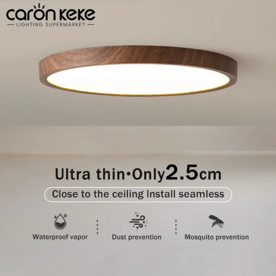 Moderne LED-Deckenleuchte, kreisförmig, ultradünn, Holzmaserung, Walnuss, dekoratives Licht, Schlafzimmer, Esszimmer, Wohnzimmer, Innenbereich, Heimleuchte