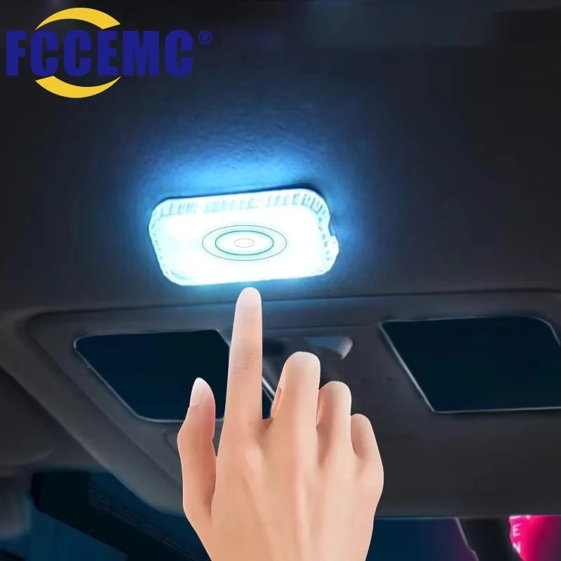 LED Touch Licht Mini Drahtlose Auto Innen Beleuchtung Auto Dach Decke Leselampe für Tür Fuß Stamm Lagerung Box USB Lade