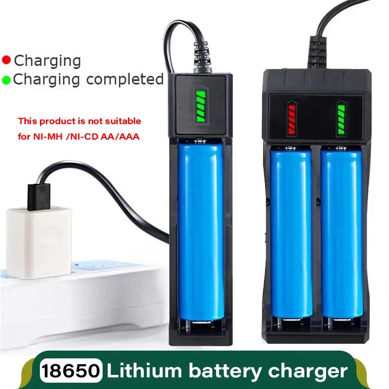 18650 Batterieladegerät 1/2/4 Steckplätze Dual 18650 Laden 3,7 V wiederaufladbare Lithiumbatterie USB-Ladegerät für 16340 14500 18650